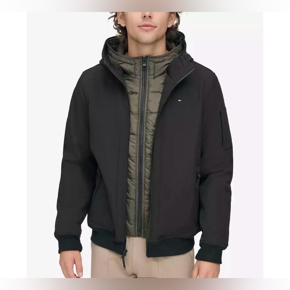Tommy Hilfiger Black Hooded Bomber Jacket